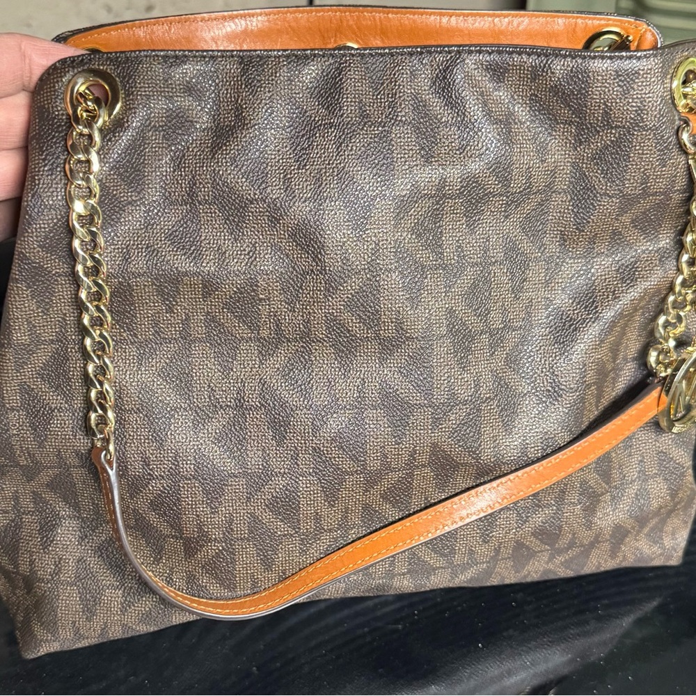 Michael Kors Brown Tote with Gold Chain